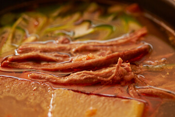 Boiling soup in a pot 