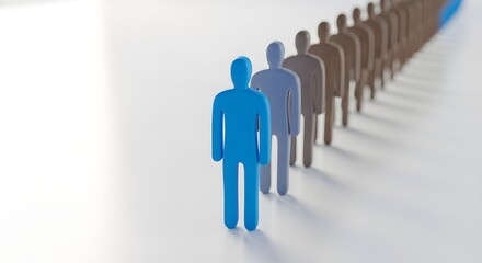 Blue Businessman Toy Among Wooden Figures: HR Concept