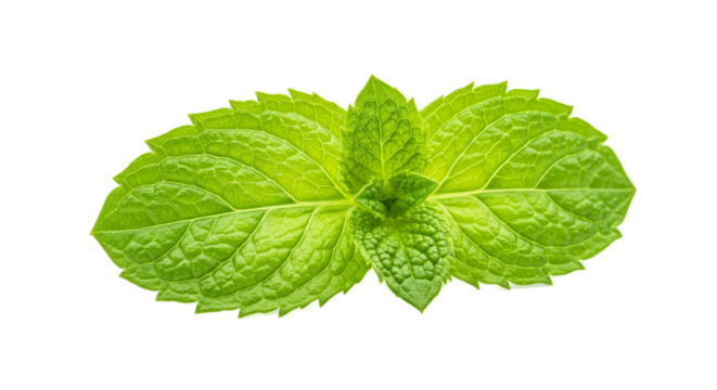 Fresh Mint Leaves Isolated Green Background Water Droplets Soft Light
