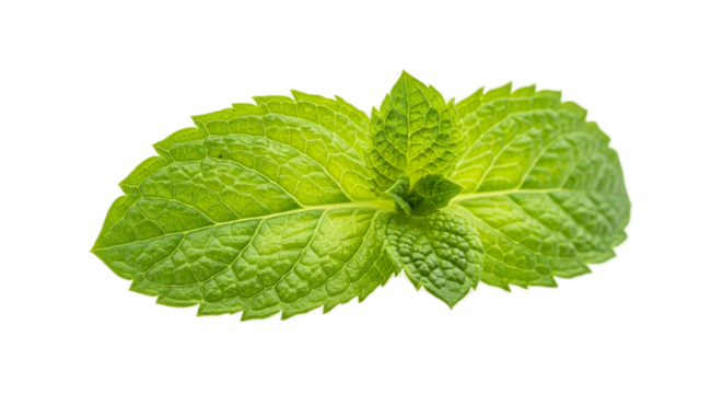 Fresh Mint Leaves Green Plant Macro Close Up on Blurred Green Background