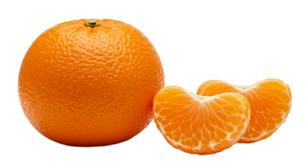 Fresh Orange Fruit With Slices Against Orange Background Realistic Photo