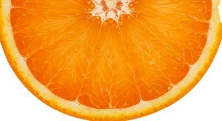 Fresh Orange Slice Citrus Fruit Macro Detail Bright Orange Color Isolated