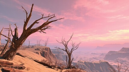 Pixelated Desert Landscape Sunset Panorama