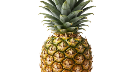 Fresh Pineapple Fruit With Green Leaves Close Up On Soft Yellow Background