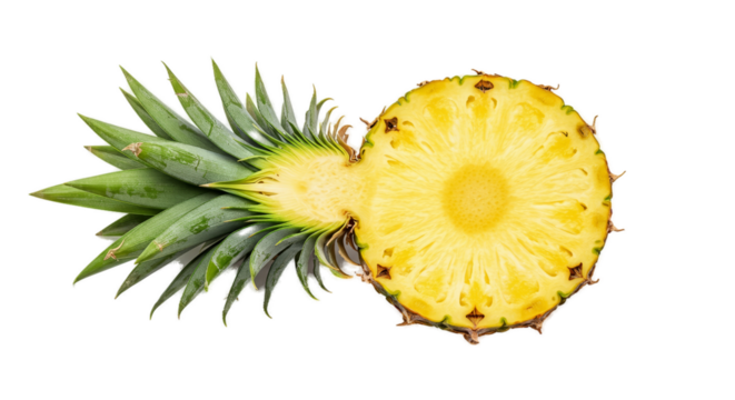 Fresh Pineapple Slice Tropical Fruit Yellow Green Gradient Background