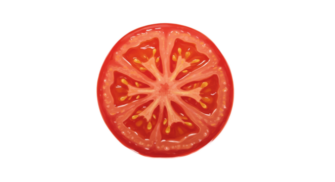 Fresh Red Tomato Slice Isolated Transparent Background Realistic Photo