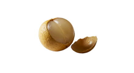 Fresh Ripe Longan Fruit Cut Open Creamy Brown Background Realistic Photo