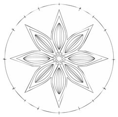 Elegant intricate floral mandala pattern in line art drawing vector design