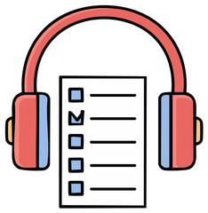 Headphones with a Checklist, Icon Vector Illustration