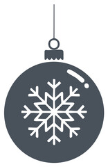 Hanging Christmas bauble ornament with snowflake symbol vector icon