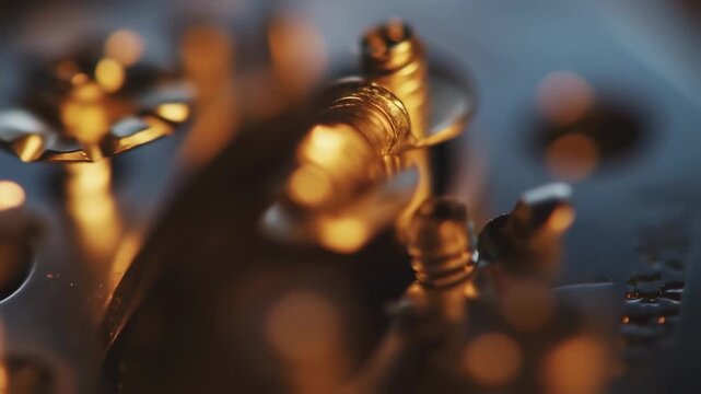 Close-up of metallic components, possibly mechanical