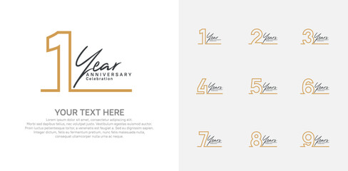 Anniversary logo set vector design, brown color for celebration event