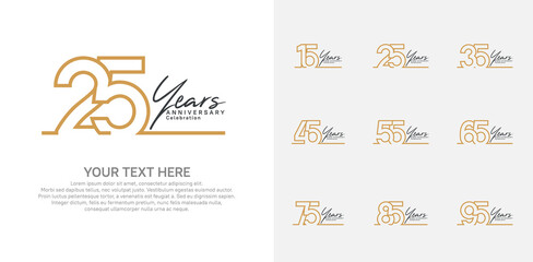 Fototapeta premium Anniversary logo set vector design, brown color for celebration event