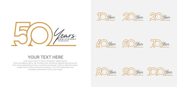 Anniversary logo set vector design, brown color for celebration event