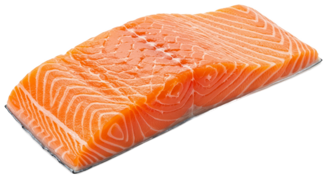 Fresh Salmon Fillet Isolated Orange Glow Realistic Food Photography