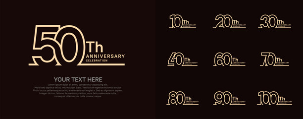 Anniversary logo set vector design, brown color for celebration event