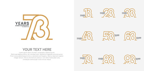 Naklejka premium Anniversary logo set vector design, brown color for celebration event