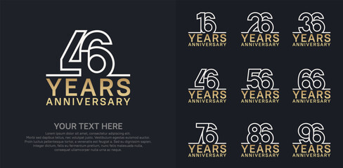Fototapeta premium Anniversary logo set vector design, gold and silver color for celebration event