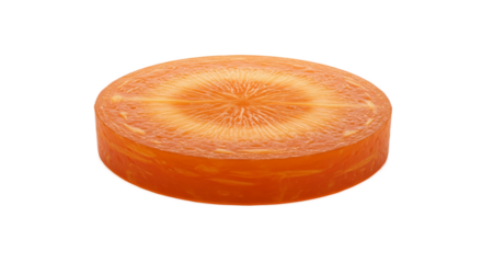 A Realistic Photo Of A Juicy Carrot Slice On An Orange Background