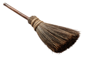 Vintage Broom with Natural Bristles and Wooden Handle for Cleaning 