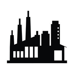 Black silhouette of an industrial factory complex factory, industrial, silhouette
