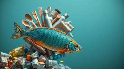 Fish swim through plastic and materials