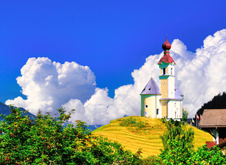 ヨーロッパの教会イメージと雲合成