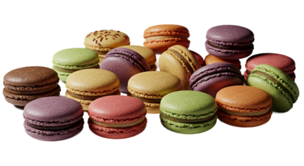 Assorted Macarons Pastel Colors Sweet Desserts Realistic Photo