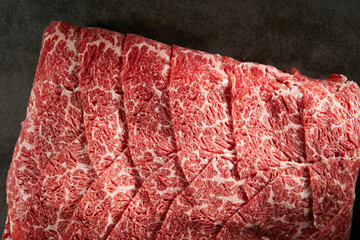 Sliced frozen beef, uncooked food