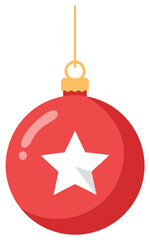Illustration of a Red Christmas Ornament with a Star Decoration Hanging