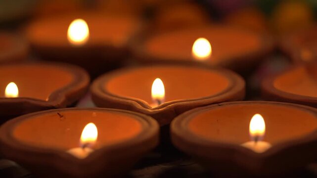 Warm Glow of Clay Diyas Celebrating an Eco-Friendly Diwali and the Festival of Lights with Traditional Lamps