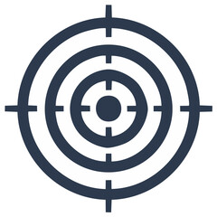 A symmetrical target symbol with concentric circles, for focus or aspiration illustrations, strategy execution and competitive targeting.