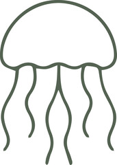Elegant minimalist green jellyfish outline swimming gracefully in serene waters © faffy06