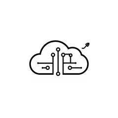 A stylized illustration depicting a cloud-shaped circuit board with an upward arrow.