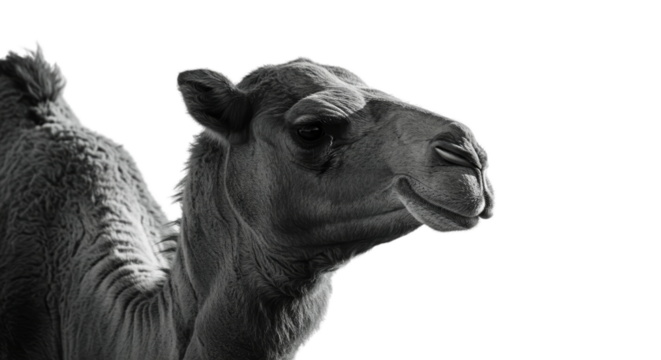 Black And White Camel Portrait Desert Animal Realistic Photo
