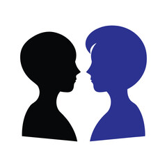 Two Silhouettes Facing Each Other silhouette, profile, facing, head, human, person