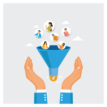Hand held marketing funnel to attract potential customers and convert into revenue.