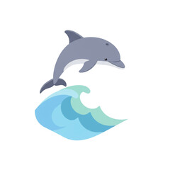 Fototapeta premium Dolphin leaping above a wave