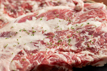 Fresh raw meat on a plate