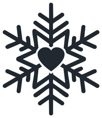 Fototapeta premium Heart inside Snowflake Icon Winter Holiday Design