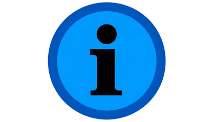 Info button A cyan circle containing a black lowercase "i" with a dot, indicating information or details