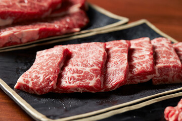 Fresh raw meat on a plate
