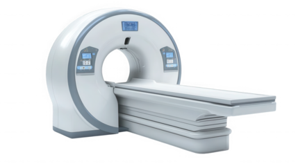 Computed tomography scanner isolated on transparent background for medical diagnosis