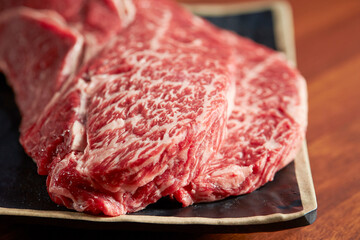 Fresh raw meat on a plate