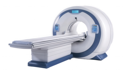 Computed tomography scanner isolated on transparent background used in hospitals