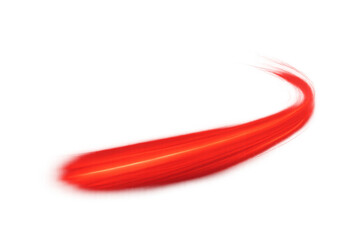 Red light streak creating dynamic abstract motion, glowing energy effect on transparent background