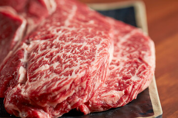 Fresh raw meat on a plate