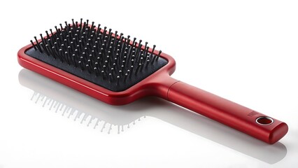 Red Hair Brush on White Background

