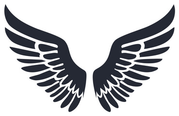 Fototapeta premium Wings icon, silhouette vector illustration, symbol of freedom and flight