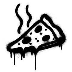 Graffiti Pizza Slice Stencil with Dripping Cheese Effect.